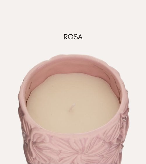 Vela Aromática Flores Talladas de Cerámica