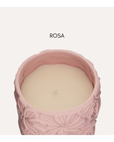 Vela Aromática Flores Talladas de Cerámica