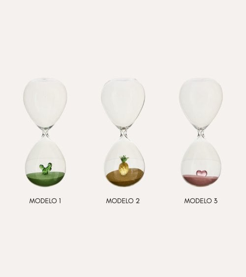 Reloj de Arena con Figura Decorativa en Interior de Vidrio