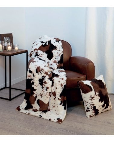 Manta Plaid Animal Print Vaca de Poliéster