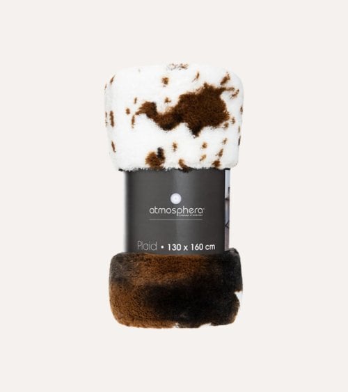 Manta Plaid Animal Print Vaca de Poliéster