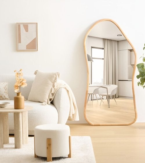 Espejo de Pie Tamy de Madera de Hevea y MDF