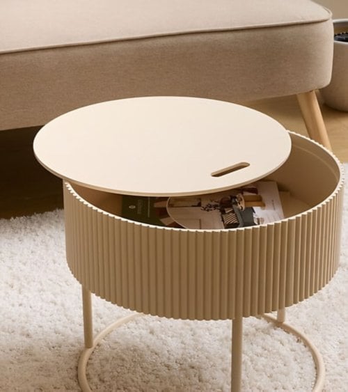 Mesa de Centro Juna con Compartimiento de Metal y MDF