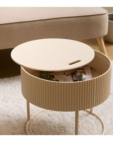 Mesa de Centro Juna con Compartimiento de Metal y MDF