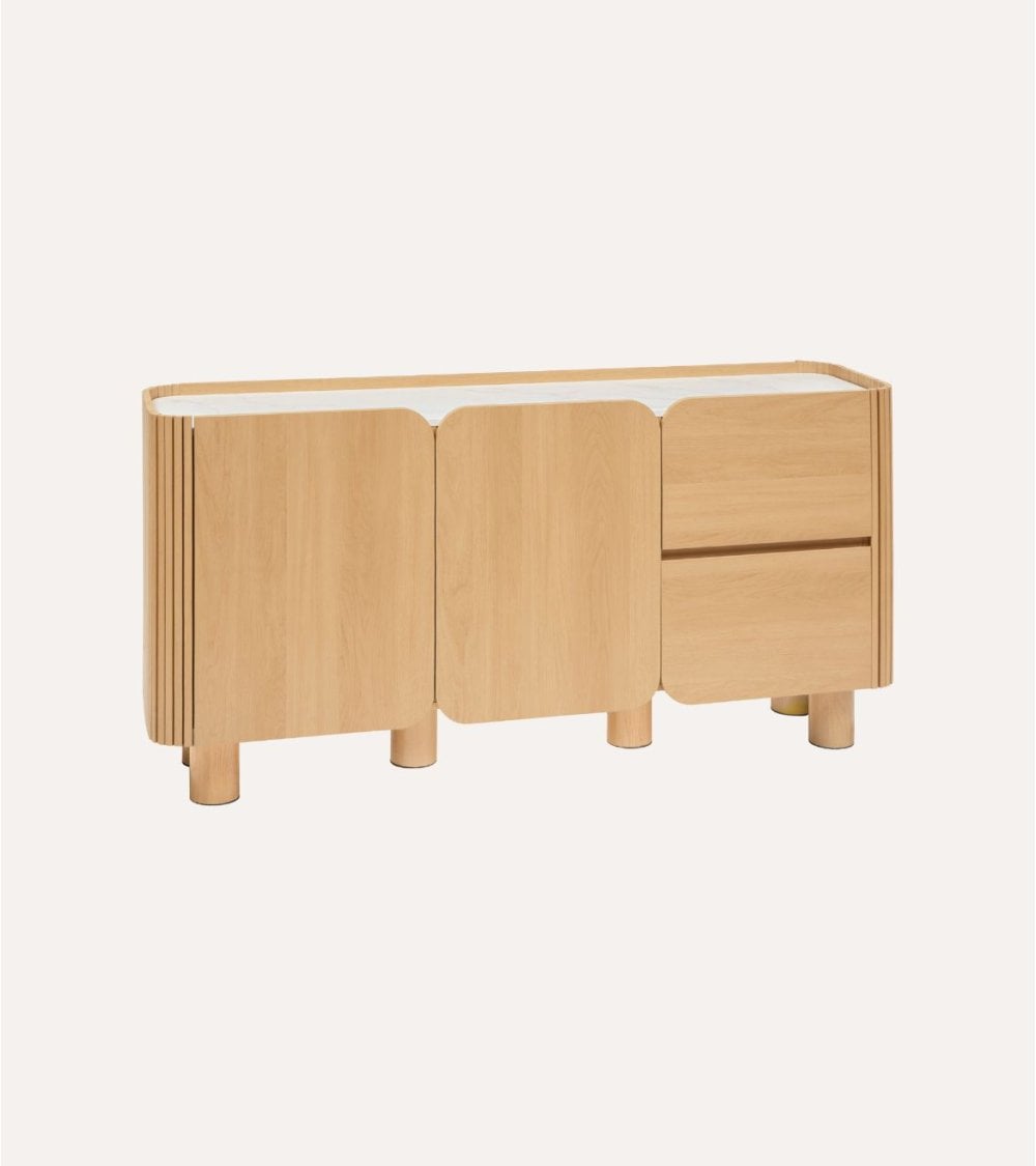 Aparador Homelya con 2 Puertas y 2 Cajones de Madera de Hevea