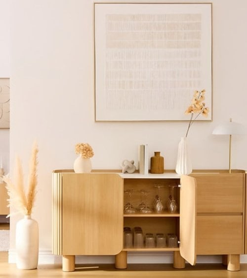 Aparador Homelya con 2 Puertas y 2 Cajones de Madera de Hevea