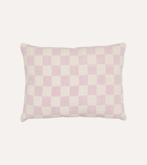 Cojín Rectangular Cuadros Vintage de Poliéster y Algodón