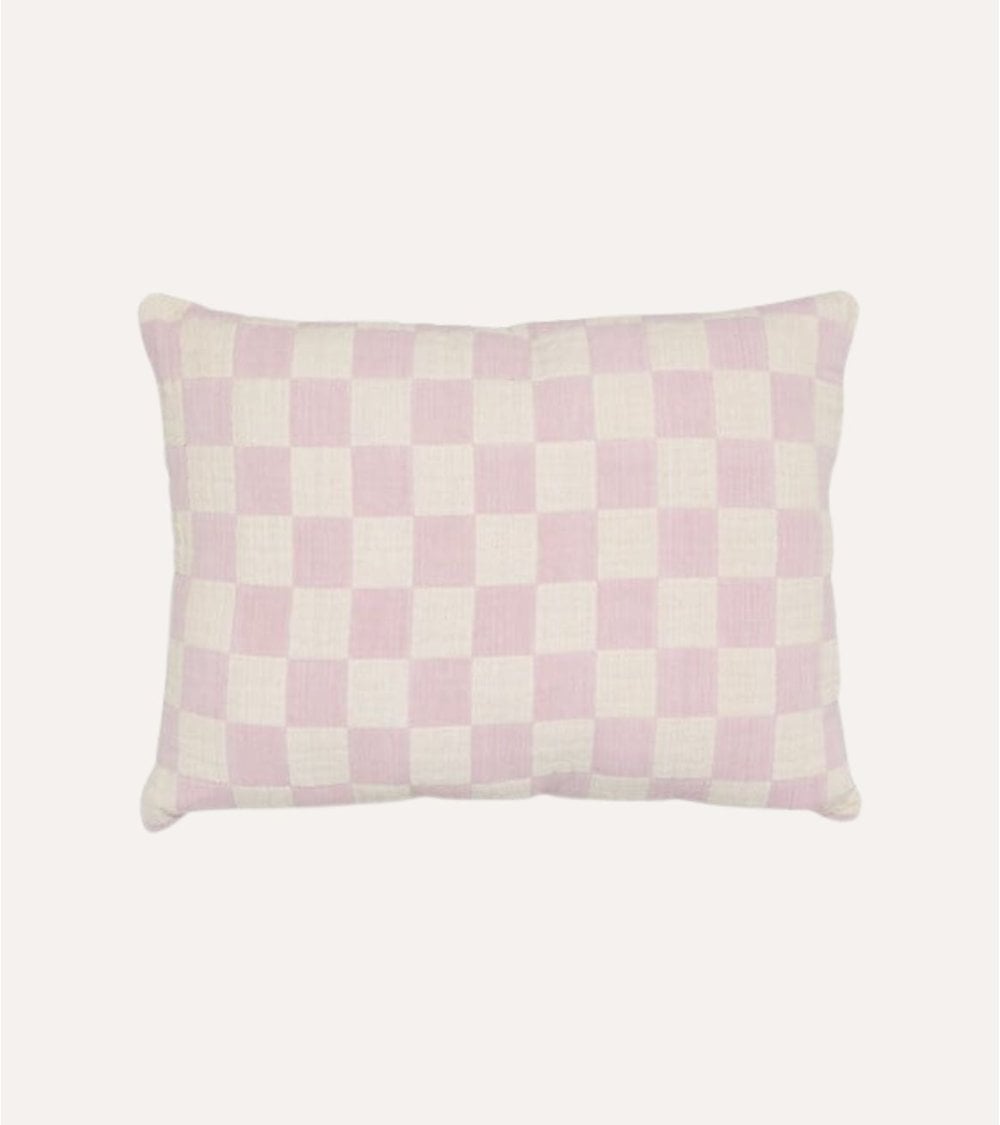 Cojín Rectangular Cuadros Vintage de Poliéster y Algodón