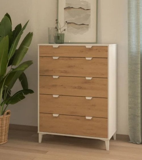 Cómoda Eria con 5 Cajones de Melamina