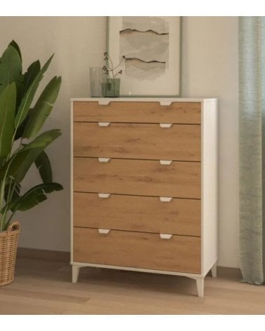 Cómoda Eria con 5 Cajones de Melamina