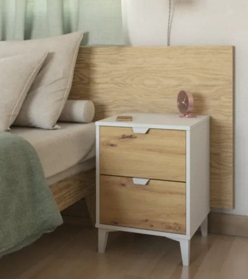 Mesita de Noche Eria con 2 Cajones de Melamina