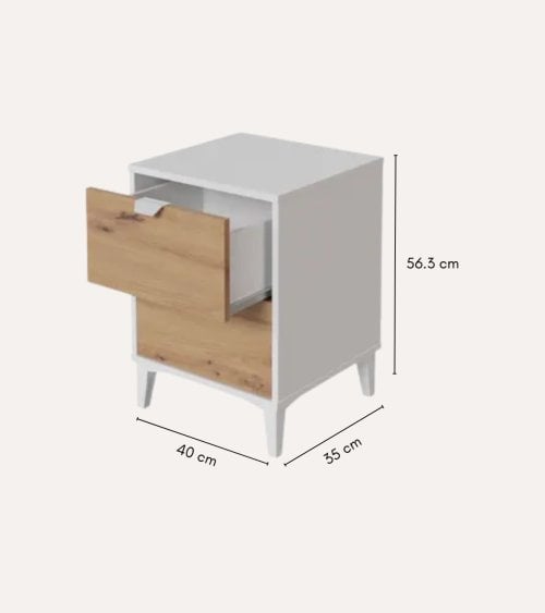 Mesita de Noche Eria con 2 Cajones de Melamina