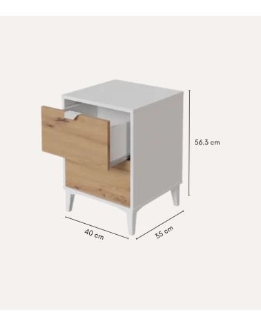 Mesita de Noche Eria con 2 Cajones de Melamina