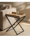 Mesa Auxiliar Eva con Bandeja de Madera y Metal