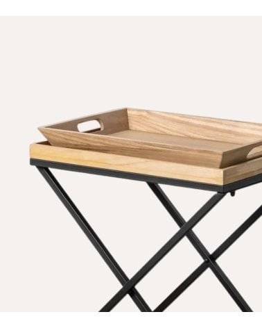 Mesa Auxiliar Eva con Bandeja de Madera y Metal