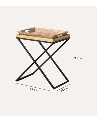 Mesa Auxiliar Eva con Bandeja de Madera y Metal