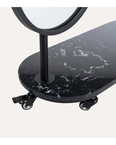 Perchero de Pie con Espejo y Ruedas de Metal y Mármol