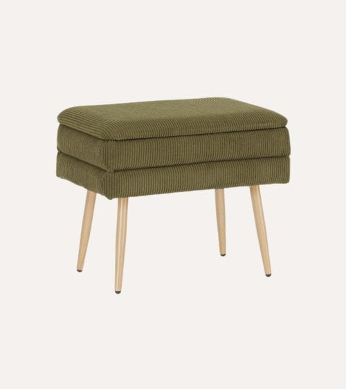 Taburete Olga de Efecto Pana de MDF y Acero