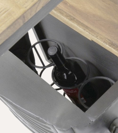 Botellero Estante de Pared Coche de Madera de Acacia y Hierro