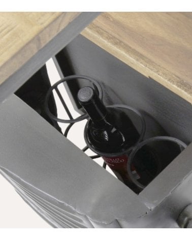 Botellero Estante de Pared Coche de Madera de Acacia y Hierro