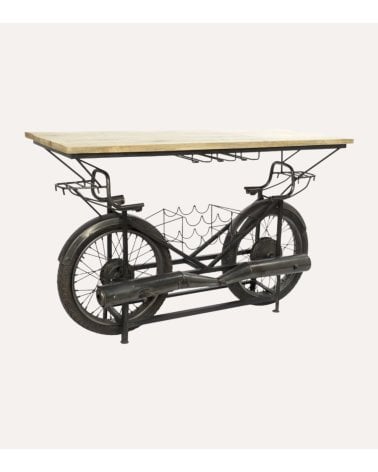 Botellero Mesa de Bar Moto de Madera de Mango