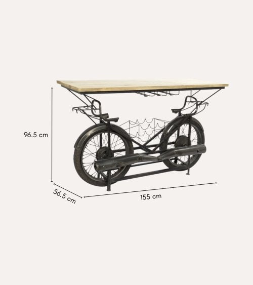 Botellero Mesa de Bar Moto de Madera de Mango