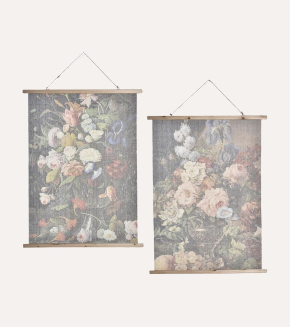 Tapiz con Lienzo de Florero de Tejido