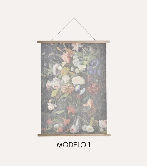 Tapiz con Lienzo de Florero de Tejido