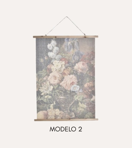 Tapiz con Lienzo de Florero de Tejido