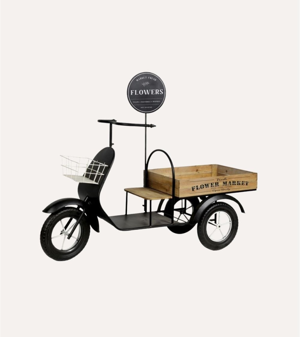 Macetero Moto de Madera y Metal