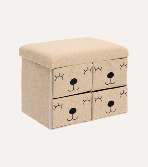 Puff Plegable Infantil Ositocon 4 Cajones de Borreguillo