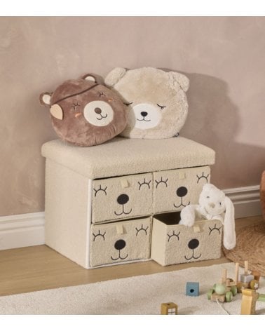 Puff Plegable Infantil Ositocon 4 Cajones de Borreguillo