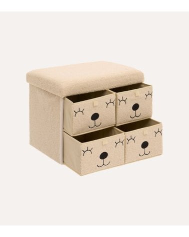 Puff Plegable Infantil Ositocon 4 Cajones de Borreguillo