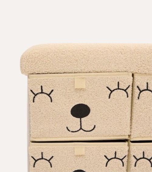 Puff Plegable Infantil Ositocon 4 Cajones de Borreguillo
