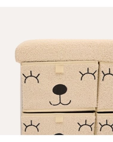 Puff Plegable Infantil Ositocon 4 Cajones de Borreguillo