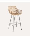 Silla de Bar Alta Tejida de Ratán y Metal