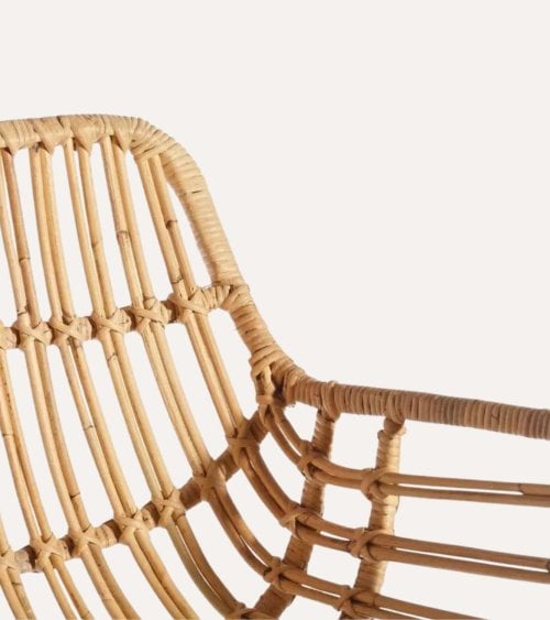 Silla de Bar Alta Tejida de Ratán y Metal
