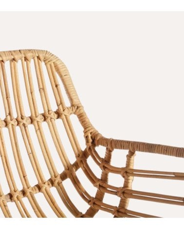 Silla de Bar Alta Tejida de Ratán y Metal