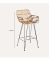 Silla de Bar Alta Tejida de Ratán y Metal
