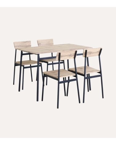 Set de Mesa de Comedor y 4 Sillas de MDF y Metal