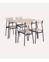 Set de Mesa de Comedor y 4 Sillas de MDF y Metal