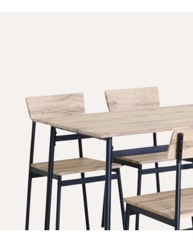 Set de Mesa de Comedor y 4 Sillas de MDF y Metal