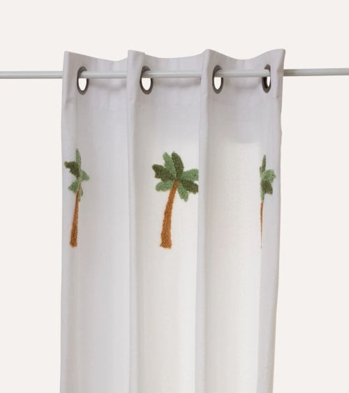 Cortina Infantil Palmeras con Bordado Tufting de Algodón