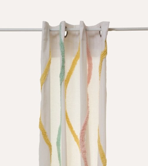 Cortina Infantil Colorines con Bordado Tufting de Algodón