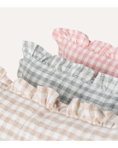 Cojín Vichy Cuadros con Fleco de Poliéster y Algodón