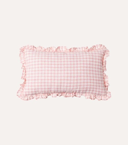 Cojín Rectangular Vichy Cuadros con Fleco de Poliéster y Algodón