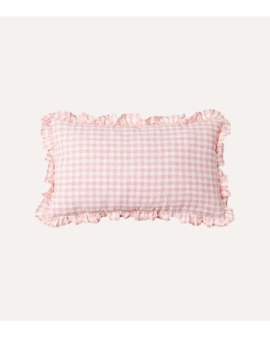 Cojín Rectangular Vichy Cuadros con Fleco de Poliéster y Algodón