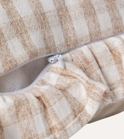 Cojín Rectangular Vichy Cuadros con Fleco de Poliéster y Algodón