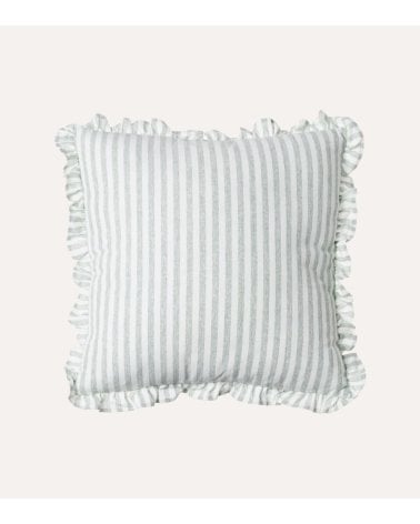 Cojín Vichy Rayas con Fleco de Poliéster y Algodón