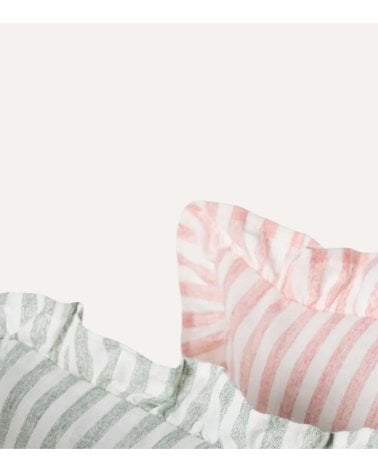 Cojín Vichy Rayas con Fleco de Poliéster y Algodón